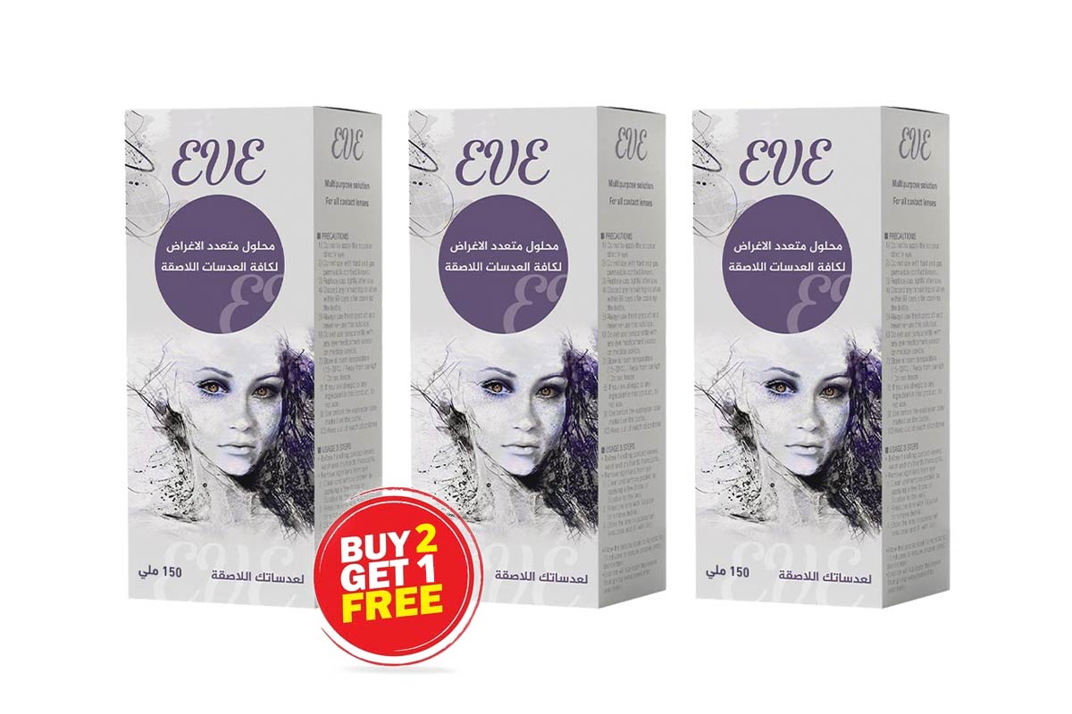 BUY2GET1 EVE EYE CONTACT SOLUTION 150 ML - Milano Pharmacy