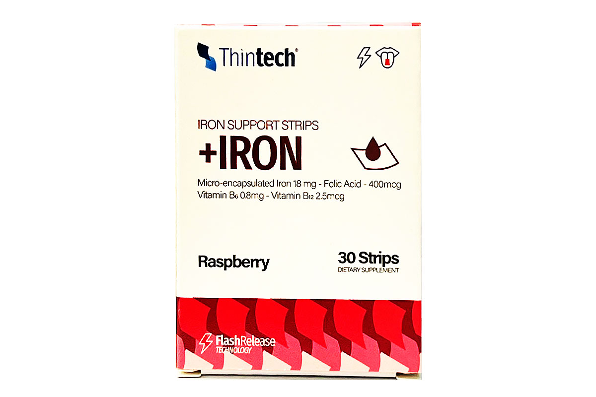 THINTECH +IRON RASPBERRY FLAVOR 30 ORAL STRIPS - Milano Pharmacy