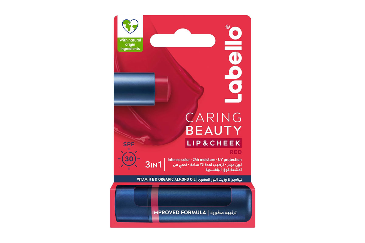 LABELLO CARING BEAUTY LIP AND CHEEK SPF 30 - 3IN1 RED 4.8GM - Milano Pharmacy