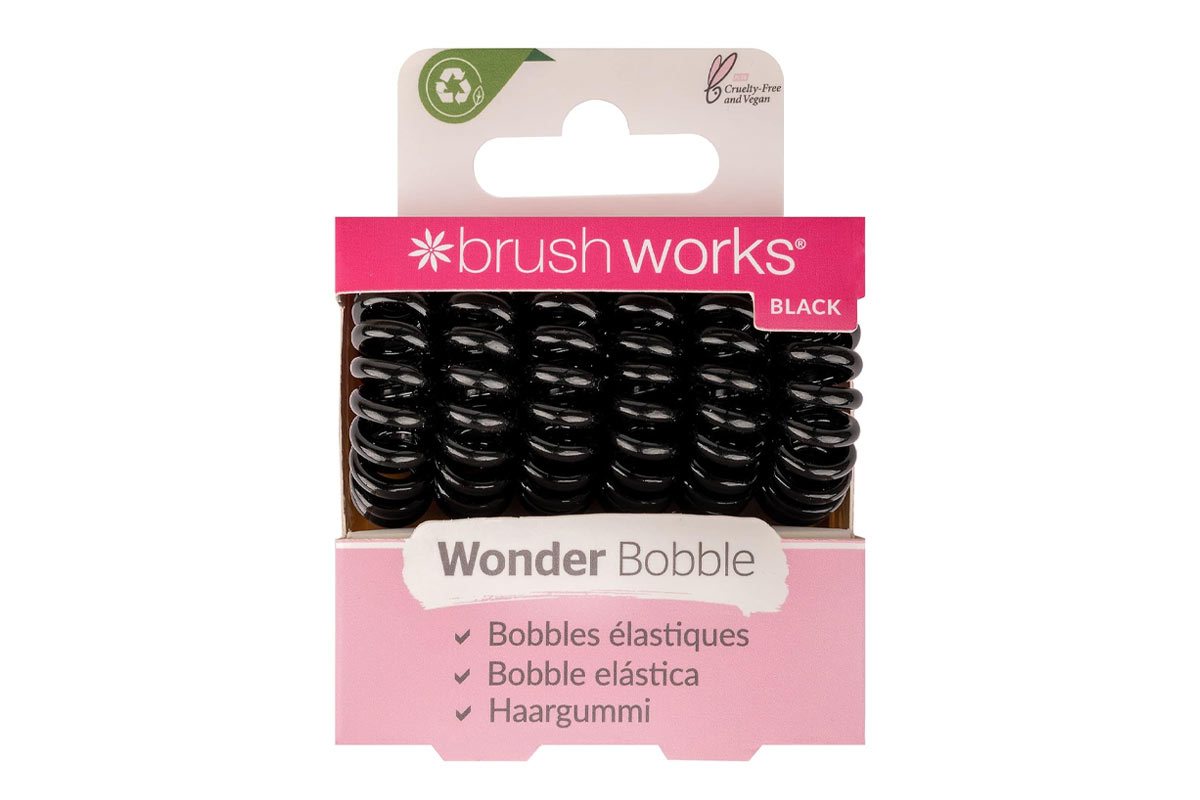 BRUSH WORKS WONDER BOBBLE HAIR ELASTICS BLACK 6 PIECES - Milano Pharmacy